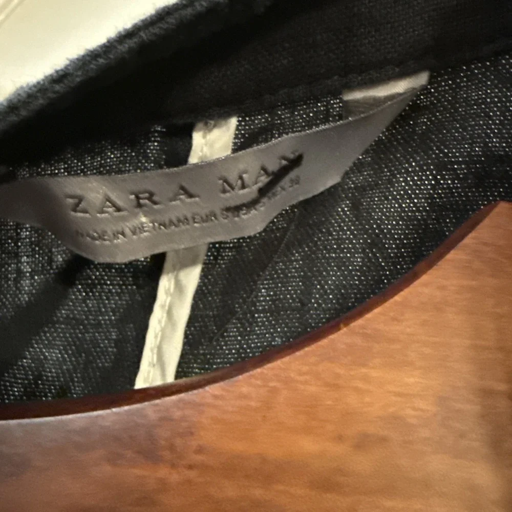 Zara Man Small Black Biker Jacket Zippers Full Zip Pockets 100% Linen